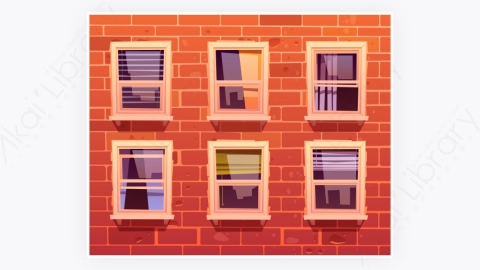 图片素材-房屋外墙的砖墙和窗户-1