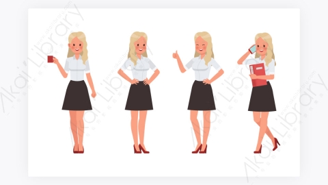 图片素材-卡通人物女性穿白衬衫-3