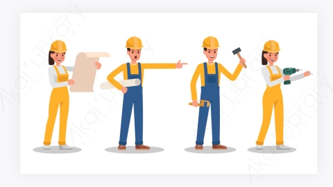 图片素材-卡通人物角色建筑工人表情动作-3