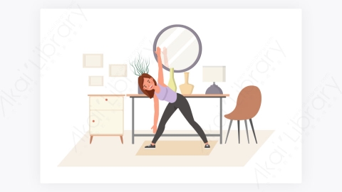 图片素材-女孩在家锻炼瑜伽健身健康的生活方式-3
