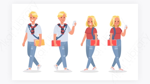 图片素材-年轻人学生动作集合-2