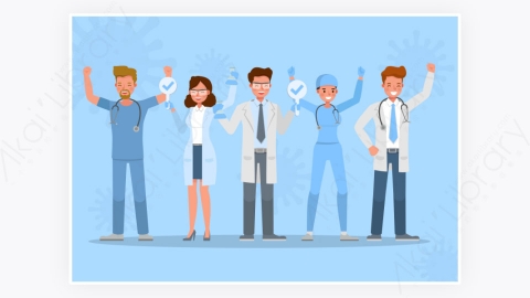 图片素材-扁平人物职业角色医生表情动作集合-6