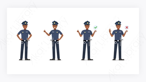 图片素材-扁平卡通人物角色警察表情动作-1