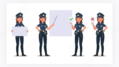 图片素材-扁平卡通人物角色警察表情动作-10