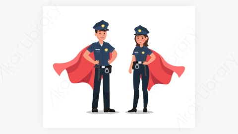 图片素材-扁平卡通人物角色警察表情动作-2