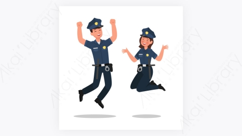 图片素材-扁平卡通人物角色警察表情动作-4