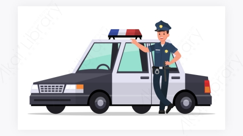 图片素材-扁平卡通人物角色警察表情动作-7