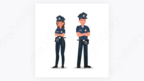 图片素材-扁平卡通人物角色警察表情动作-8