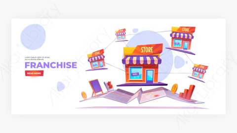 图片素材-特许经营小企业分支扩张旗帜