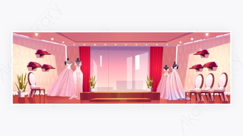 图片素材-豪华新娘礼服和配件的婚礼婚纱店-1