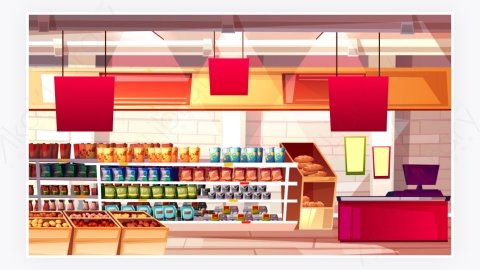 图片素材-超级市场的食品杂货店插图-1
