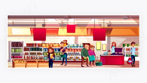 图片素材-超级市场的食品杂货店插图-2