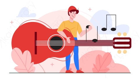 图片素材-MG卡通吉他手演奏音乐的插图