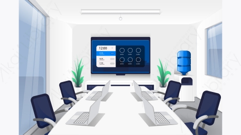 图片素材-MG扁平卡通商务办公室室内会议背景场景-4-每天快乐多一点