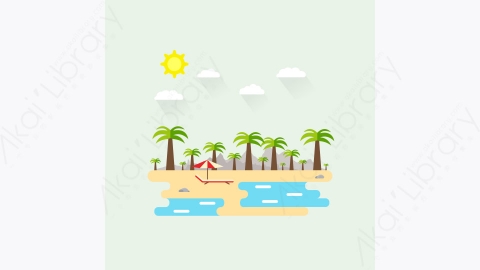 图片素材-MG卡通插画夏季户外景观平面风格4