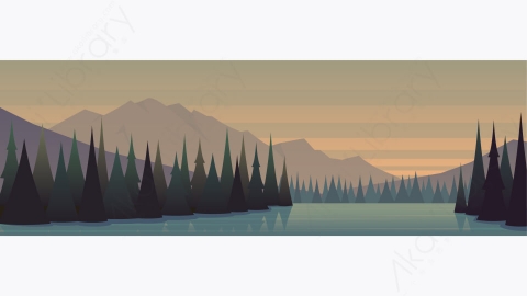 图片素材-MG卡通插画秋林湖美景