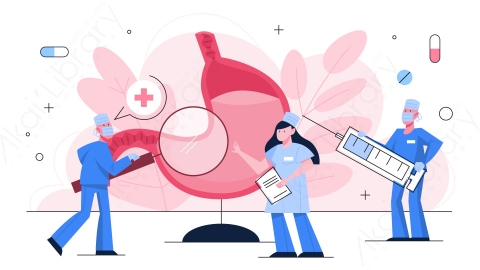 图片素材-MG卡通手绘扁平卡通医疗卫生胃治疗概念健康检查插画设计-11