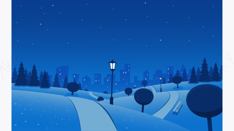 图片素材-MG卡通插画夜市城市公园现场