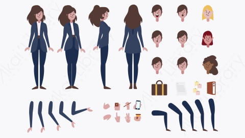 图片素材-MG扁平卡通女商人人物角色造型