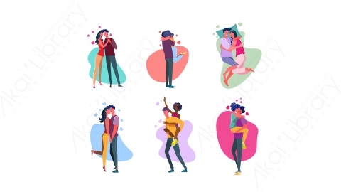图片素材-MG卡通插画热恋中的情侣