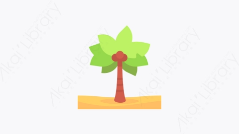 图片素材-001-棕榈树palm_tree扁平卡通夏季元素图标