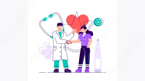 图片素材-MG卡通插画医生照顾病人健康体检咨询概念医学插图隔离背景eps10矢量平面式现代设计插图