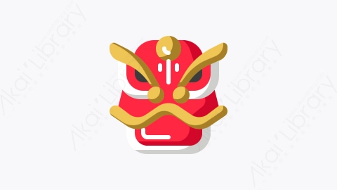 图片素材-002-舞狮barong_mask扁平卡通农历新年图标