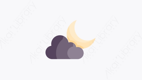 图片素材-004-多云的夜晚cloudy_night扁平卡通天气元素图标