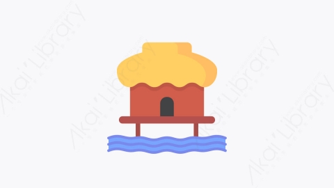 图片素材-005-平房bungalow扁平卡通夏季元素图标