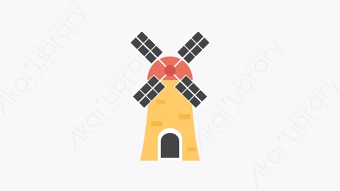 图片素材-006-风车windmill扁平卡通城市地图图标