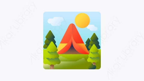 图片素材-009-露营camping扁平卡通景观元素图标