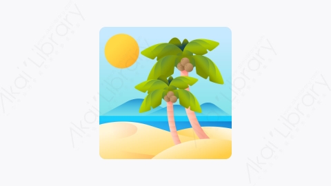 图片素材-010-海滩beach扁平卡通景观元素图标