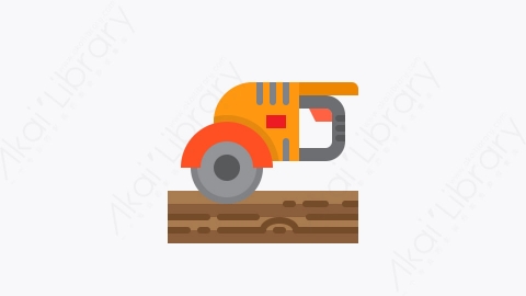图片素材-010-圆锯circular_saw扁平卡通劳动工人道具元素图标