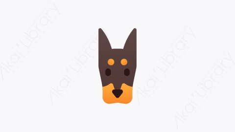 图片素材-011-杜宾Doberman扁平卡通狗品种图标