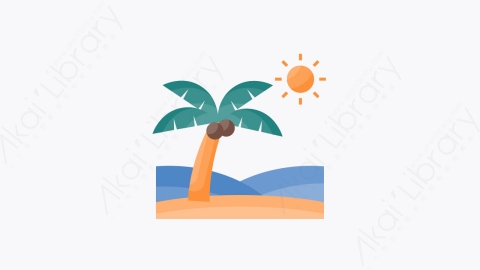 图片素材-011-椰子树coconut_tree扁平卡通夏季海滩元素图标