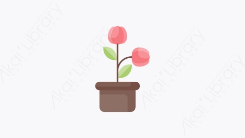 图片素材-011-花盆flower_pot扁平卡通盆栽花朵元素图标