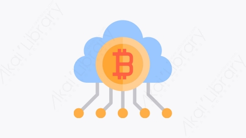 图片素材-012-云计算cloudcomputing扁平卡通金融财经比特币元素图标