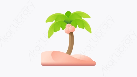 图片素材-012-椰子树coconut_tree扁平卡通暑假元素图标