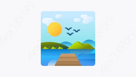 图片素材-012-湖lake扁平卡通景观元素图标