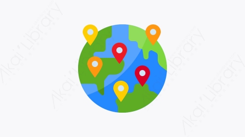 图片素材-013-全球global扁平卡通导航和地图元素图标