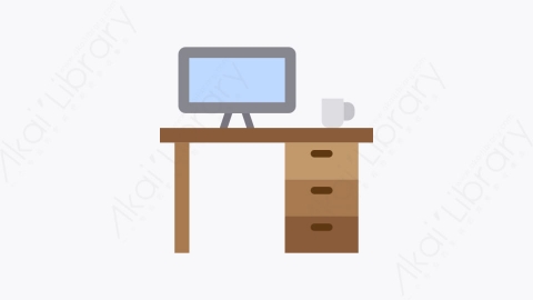 图片素材-014-办公桌desk扁平卡通家具和家用元素图标