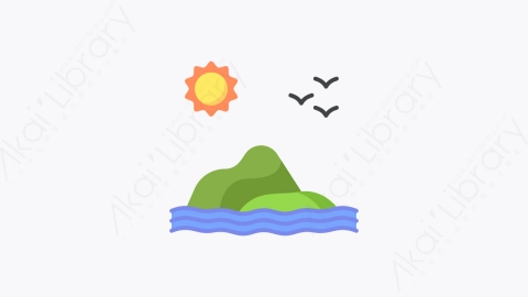 图片素材-014-小岛island扁平卡通海洋沙滩元素图标