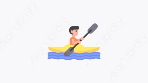 图片素材-014-皮艇kayak扁平卡通夏季元素图标