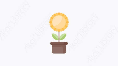 图片素材-014-向日葵sunflower扁平卡通盆栽花朵元素图标