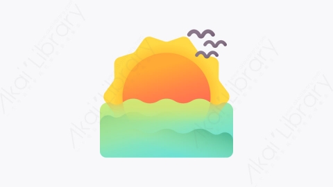 图片素材-014-日落sunset扁平卡通Instagram故事旅行元素图标