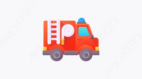 图片素材-015-消防车firefightercar扁平卡通城市元素图标