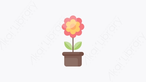 图片素材-018-花盆flower_pot扁平卡通盆栽花朵元素图标