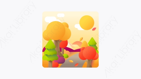 图片素材-020-秋季autumn扁平卡通景观元素图标