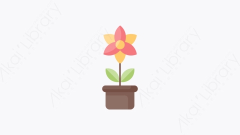 图片素材-020-花盆flower_pot扁平卡通盆栽花朵元素图标