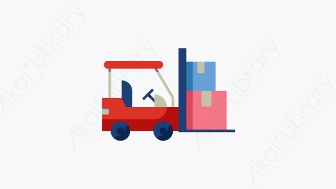 图片素材-020-叉车forklift扁平卡通运输和交付元素图标